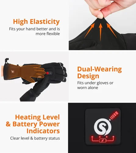 Miniatura 4 de Forros de guantes con calefacción para mujeres y hombres - Finos recargables, compatibles con pantalla táctil, calor de larga duración para deportes