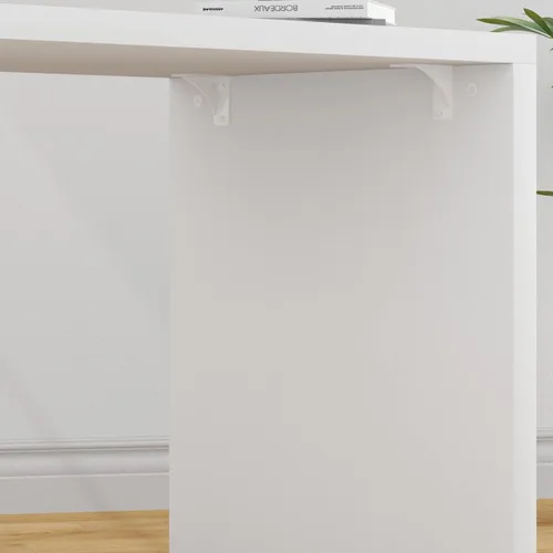 Miniatura 8 de HSH Escritorio Blanco en Forma de L con Cajones y Estantes, Escritorio de Esquina para Oficina en Casa en Forma de L con Gabinete de Almacenamiento