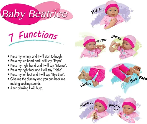 Miniatura 3 de Lissi Muñeca de bebé interactiva de 16 pulgadas con accesorios, 16 pulgadas, rosa