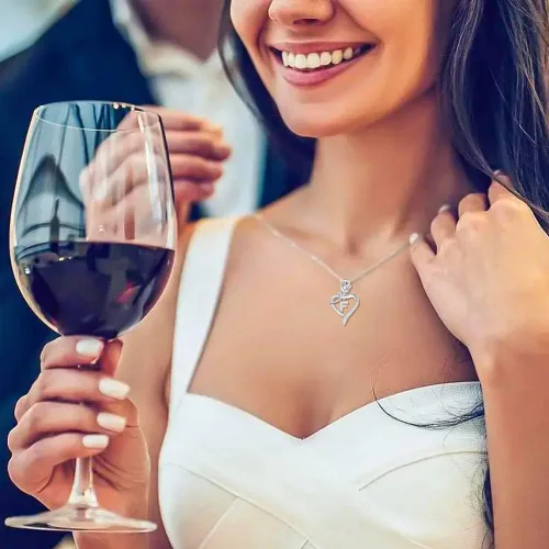 Miniatura 2 de Agvana Regalos para el día de San Valentín para ella, collares con inicial de plata esterlina para mujer, collar con dije de corazón de flor