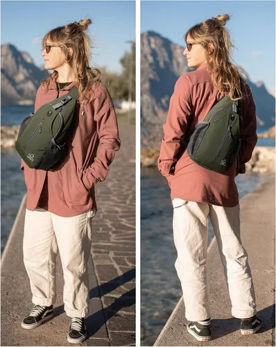 Miniatura 39 de WATERFLY Bolsa pequeña de senderismo: mochila cruzada para el pecho, mochila para hombres y mujeres con correa de hombro agradable a la piel