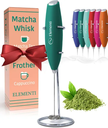 Miniatura 9 de Elementi Espumador de leche eléctrico de mano - Crea café cremoso, delicioso matcha y bebidas perfectas - Batidor compacto y mezclador con soporte