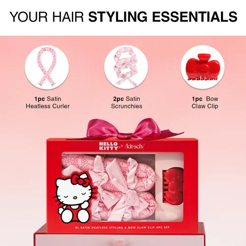 Miniatura 2 de Hello Kitty x Kitsch XL - Juego de rizador de pelo sin calor sin calor para dormir para rizos suaves y sin encrespamiento, viene con diseño
