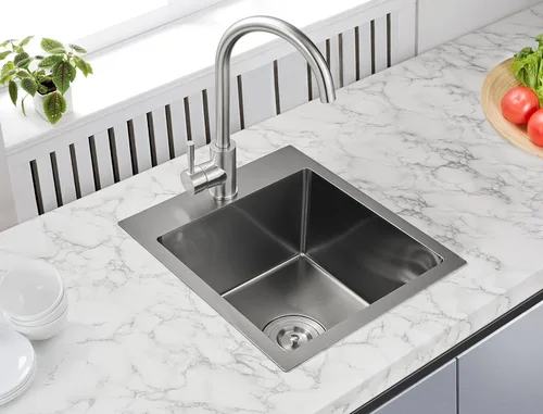Miniatura 2 de Fregadero de cocina de 15 x 17 pulgadas, fregadero de barra de cocina de 18 calibres de acero inoxidable con un solo orificio para grifo, fregadero