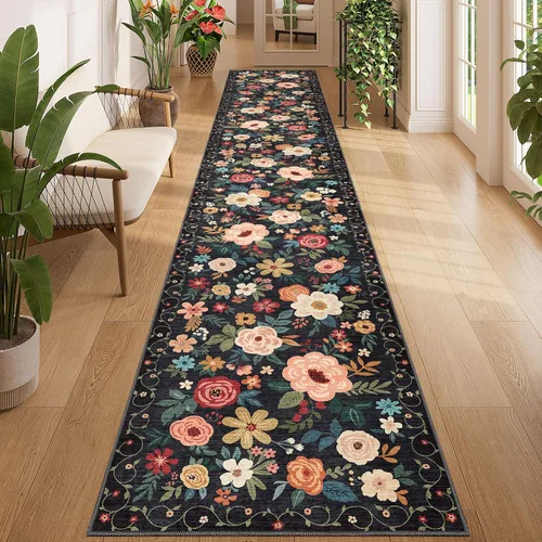 Miniatura 142 de DUKINO Alfombra de área de 6 x 9 pies, alfombra floral para sala de estar, ligera, antideslizante, lavable, alfombra de interior de pelo bajo