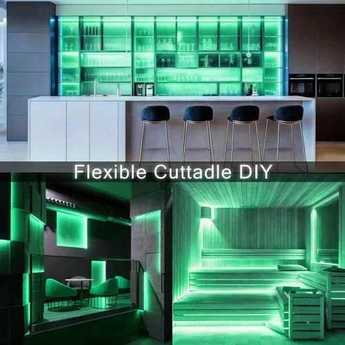 Miniatura 7 de Tira de luces LED COB verde de 10 pies, 24 V, regulable, alta CRI95+, ultra brillante, flexible, tira de luces LED, tira de luces para el día de San