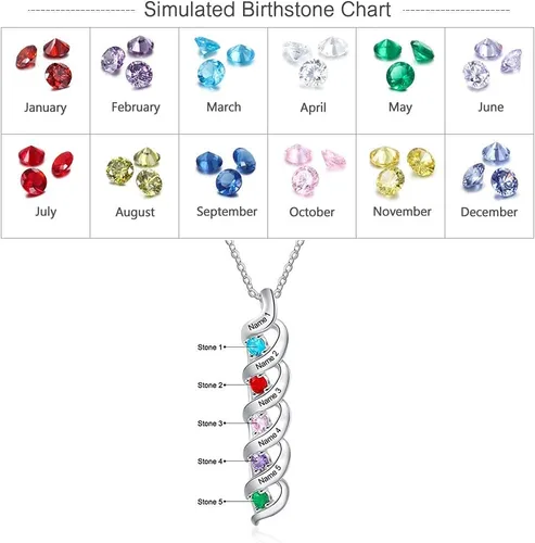 Miniatura 29 de Gemszoo Personalized Twisted Name Necklace with Simulated Birthstones Mother Daughter Pendant Gifts for Women Mom Grandma