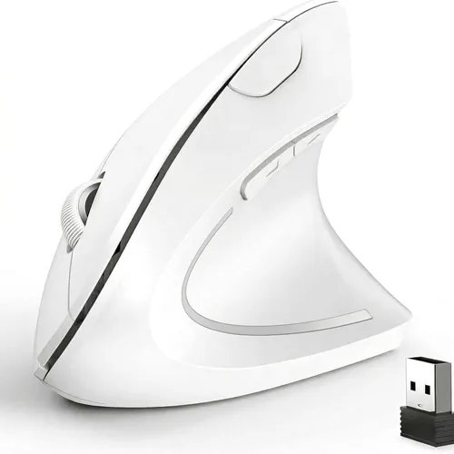 Miniatura 10 de Ratón inalámbrico vertical ergonómico, elegante, recargable, 2.4G, ratón óptico inalámbrico con receptor USB, 800/1200/1600 DPI, 5 botones para Negro