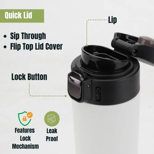 Miniatura 4 de Ozizo Taza de viaje aislada de acero inoxidable de 18 onzas con bola mezcladora, tapa de botón, boquilla de vertido, a prueba de derrames y fugas