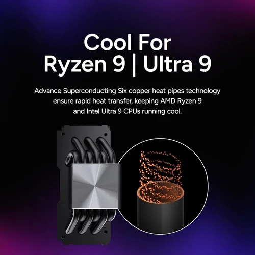 Miniatura 4 de Cooler Master Hyper 612 APEX Enfriador de aire para CPU, ventilador dual Mobius 120 PWM, 6 tubos de calor de cobre compuesto superconductor, 159 mm