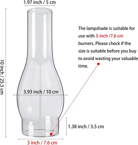 Miniatura 5 de Lámpara de aceite para chimenea, base de 3 pulgadas por 10 pulgadas de altura, pantalla de lámpara de queroseno, lámpara alta para huracán, chimenea