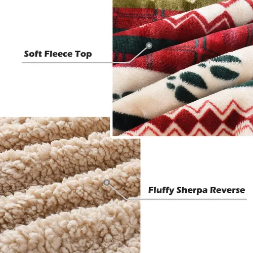 Miniatura 7 de Catalonia Manta de Sherpa de Navidad, Mantas temáticas de Navidad para sofá/cama, manta de felpa Super suave, cálida, esponjosa, cómoda, 60x80