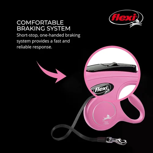 Miniatura 4 de FLEXI Correa retráctil clásica de cordón para perros extra pequeños de hasta 18 libras – 10 pies, rosa Correa para caminar de mascotas sin enredos