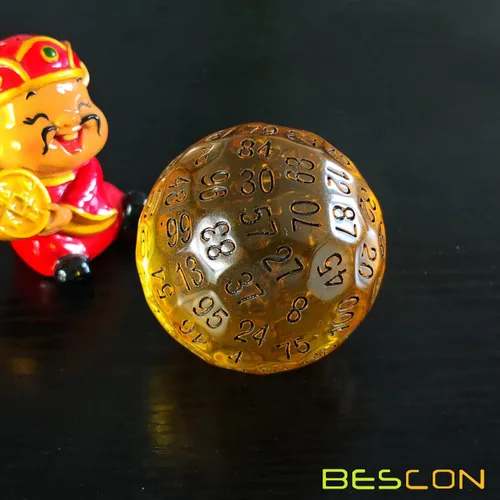 Miniatura 3 de Bescon Dados poliédricos translúcidos 100 lados, D100 transparente muere, Cubo de 100 lados, Dados de juego D100, Cubo de ámbar de 100 lados