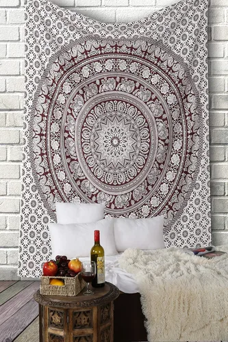 Miniatura 12 de RAJRANG - Tapiz de mandala indio para colgar en la pared, diseño hippie, de elefante, playa, decoración de dormitorio universitario, bohemio, boho.