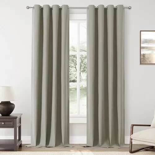 Miniatura 89 de ChrisDowa Cortinas 100% Opacas de Abedul Sólido de 45 Pulgadas de Largo, 2 Paneles para Dormitorio y Sala de Estar, Estilo Granja Oscurecedoras