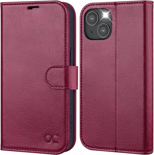 Miniatura 8 de OCASE Funda Cartera Compatible con iPhone 14, Funda Tipo Folio de Cuero PU con Tapa, con Tarjeteros y Bloqueo RFID, Soporte