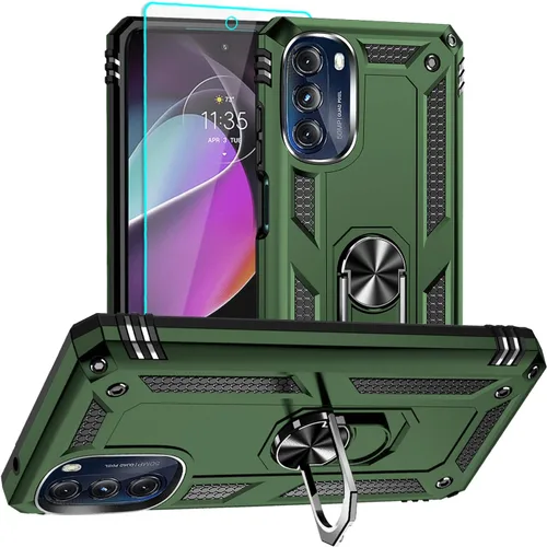 Funda para Moto G 5G 2022, Motorola Moto G 5G con protector de pantalla HD, [grado militar de 16 pies a prueba de caídas], anillo protector a prueba