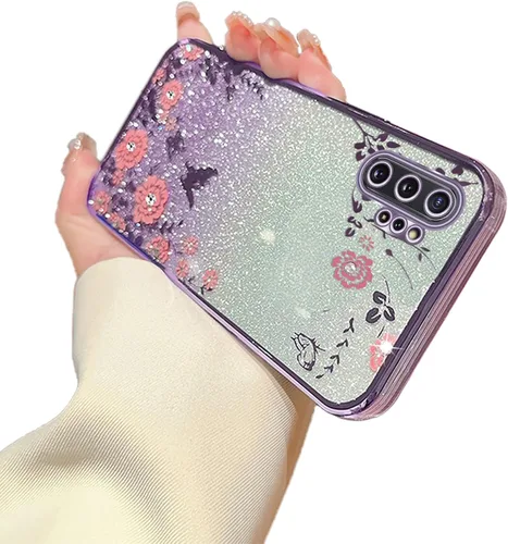 Miniatura 24 de Funda para Note 10, Galaxy Note 10 para mujer, cambio gradual con purpurina, cristal suave, TPU elegante, mariposa, floral, corazón, transparente