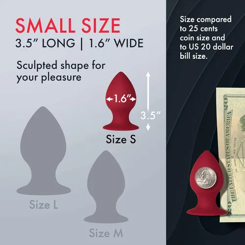 Miniatura 3 de Forto Tapón de silicona F-98 para hombres y mujeres, consolador de enchufe anal erótico (silicona, rojo, pequeño)