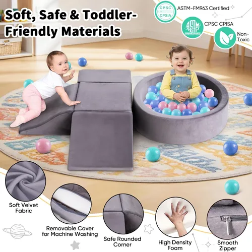 Miniatura 2 de Juguetes de escalada para niños pequeños de 1 a 3 años, bloques de escalada de espuma para bebés con pozo de pelotas, juguetes de escalada