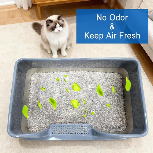 Miniatura 6 de Paquete de 2 cajas de arena de acero inoxidable para gatos con tapa de cara alta, 23.6 pulgadas de largo x 15.8 pulgadas de ancho x 11.8 pulgadas