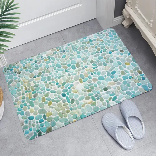 Miniatura 17 de LYFANS Alfombras absorbentes y antideslizantes para uso en cocina y baño, alfombrillas modernas de arte azul con delfín en 3D (61x41 cm)