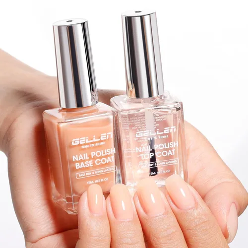 Miniatura 11 de GELLEN Esmalte de uñas base transparente, capa superior, base con tinte rosa claro y capa superior brillante sin necesidad de limpieza