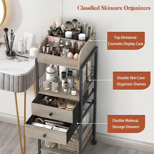 Miniatura 3 de Organizador de maquillaje, organizadores de cuidado de la piel de piso, organizadores de maquillaje y almacenamiento con cajones, organizador