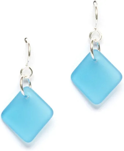 Miniatura 18 de Delicate Diamond Sea Glass Earrings, Beach Glass Earrings for Women by EcoSeaCo, using sustainable, recycled and repurposed material. Handmade