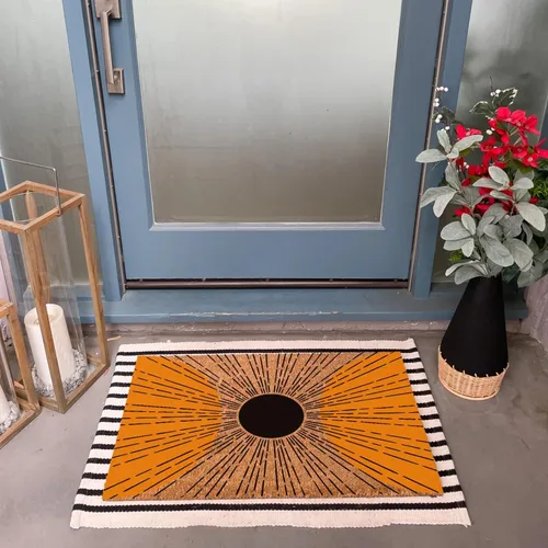 Miniatura 2 de Fun Coir - Tapete con estampado de sol de mediados de siglo, decoración moderna de bienvenida para porche delantero, alfombra personalizada