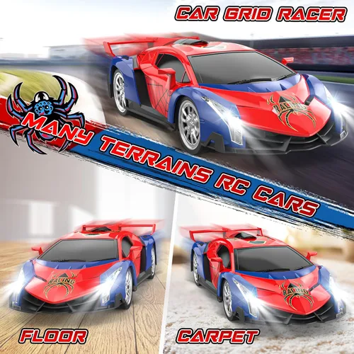 Miniatura 4 de Growsland Coche de Control Remoto para Niños, Coches RC para Niños 1:18 Vehículo Eléctrico Juguete Coche de Carreras Hobby con Luces y Controlador