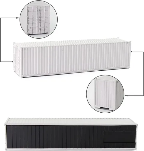 Miniatura 3 de 3pcs HO Escala sin decorar 40 ' (pies) Contenedores de envío 1:87 Contenedor lateral acanalado blanco C8740W