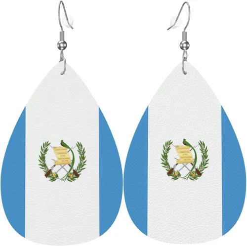 Miniatura 18 de Pendientes de bandera de país en forma de lágrima para mujer, ligeros, de cuero, colgantes, joyería patriótica para regalos