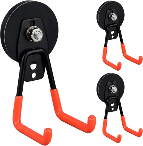 Miniatura 13 de ULIBERMAGNET Ganchos Magnéticos Ultimate Fuertes, Imán Grande con Ganchos para Herramientas de Trabajo Pesado, Sierra Caladora, Manguera, Paquete