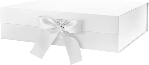 Miniatura 8 de BLK&WH Caja de regalo de 9 x 6.5 x 3.8 pulgadas, caja de regalo negra, caja de padrino, caja plegable con tapa de cierre magnético para embalaje