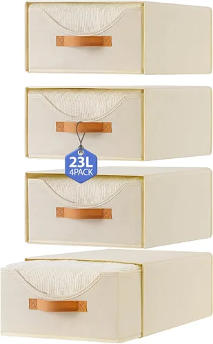 4 Piezas 41.9 cm Cajones de Armario y Almacenamiento de Ropa de Tamaño Grande Cajones de Almacenamiento Empujables y Apilables con Ventana