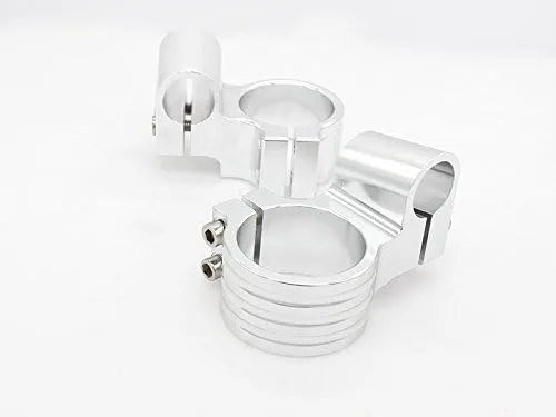 1.220 in 7/8" CNC aluminio motocicleta plata tenedor tubo clip en manillar elevador cabezas reemplazables ajuste para universal bike cafe racer