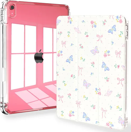 Miniatura 58 de Feams Funda para iPad (A16) 11ª generación de 11 pulgadas 2025, iPad de 10.9 pulgadas 2022, cubierta trasera transparente delgada de tres pliegues