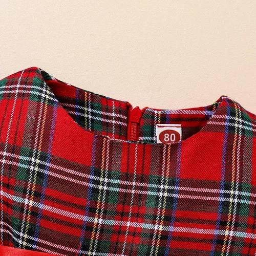 Miniatura 5 de Vestido de moda tutú para niños y niñas, traje de Navidad rojo a cuadros vestido de manga larga