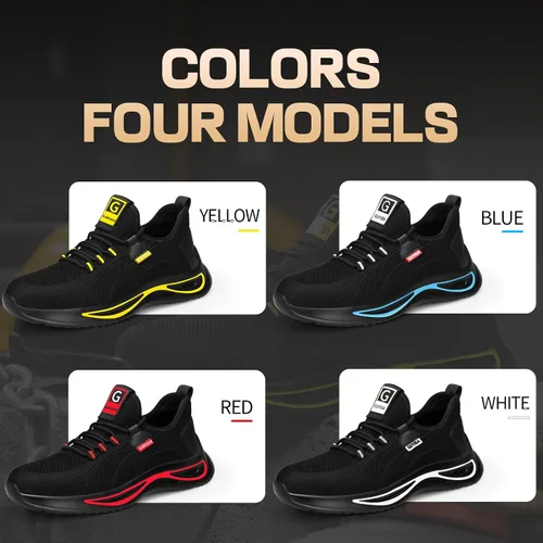 Miniatura 7 de GLANOUDUN Zapatos de punta de acero para hombre, zapatos de trabajo ligeros para hombres, zapatos de seguridad indestructibles para hombres, zapatos
