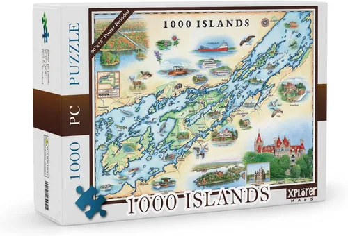 Rompecabezas de cartón con mapa de 1000 islas, 1000 piezas, ilustrado a mano, educativo, actividad familiar, a partir de 8 años, incluye póster -