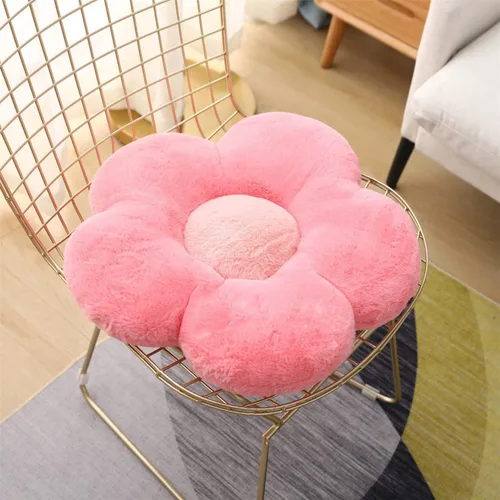 Miniatura 2 de Almohada de flores de felpa con diseño de flores, cojín de piso, almohada de ocio, cojín de coche, decoración de habitación (19.7 in, rosa)