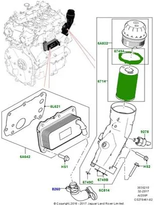 Miniatura 2 de Land Rover Filtro de aceite genuino LR073669 para motores de gasolina Land Rover 2.0L I4