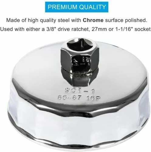 Miniatura 4 de Herramienta de extracción de llaves de filtro de aceite de acero de 3.386 in para BMW y Volvo 2006-2020 con accionamiento de 3/8 pulgadas, 16