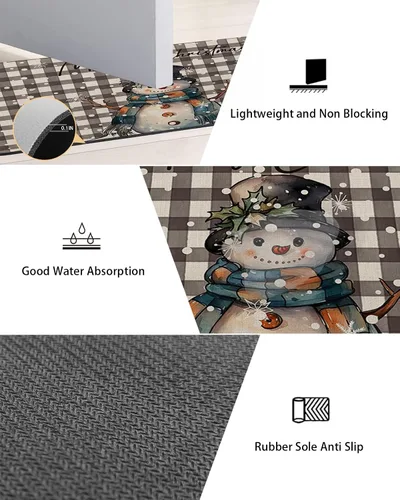 Miniatura 2 de Tapete de baño con diseño de muñeco de nieve de búfalo para bañera, antideslizante, de secado rápido y absorbente, de tierra de diatomeas