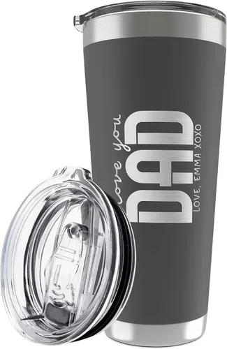 Miniatura 10 de Vaso personalizado con nombre grabado, 12 diseños, vaso de café de 20 onzas con tapa deslizante, aislamiento de doble pared, regalos personalizados