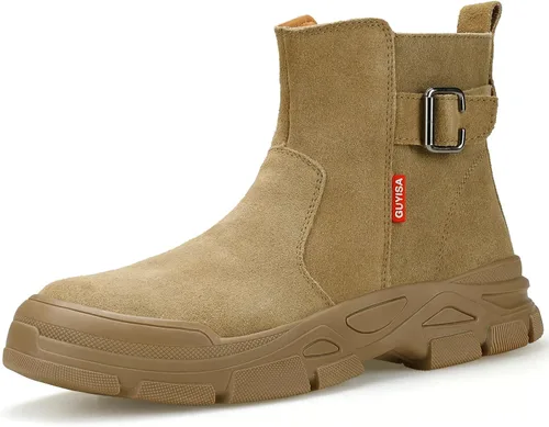 Miniatura 14 de GLANOUDUN - Botas de trabajo de soldadura para hombre, con punta de acero, antideslizantes, zapatos de trabajo indestructibles para hombre, zapatos