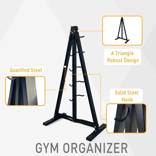 Miniatura 6 de BLUSLM Organizador de Barra de Jalones Montado en Pared con Ganchos, Estante de Almacenamiento para Gimnasio en Casa para Accesorios de Jalones