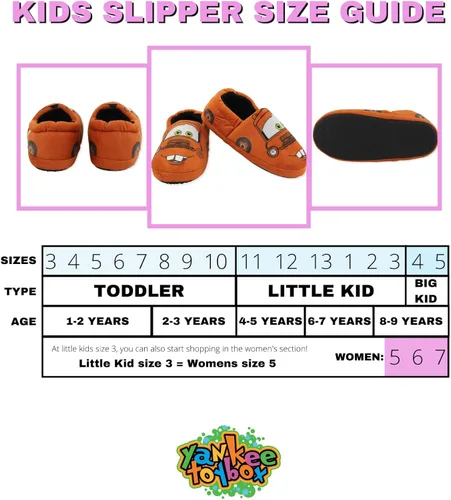 Miniatura 2 de Disney Cars Lightning McQueen Tow Mater - Pantuflas de felpa para niños pequeños, Negro